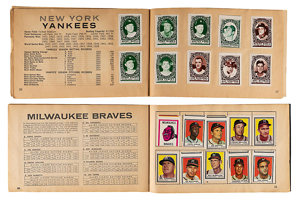 1961 & 1962 Topps Stamps Collection (361) Total Stamps with Both Albums Including Complete Set