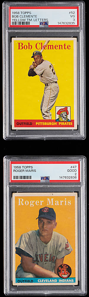 1958 Topps Near Complete Set (492/494) with (2) PSA Graded Stars & Several Yellow Letter Variations Plus Contest Card - (505 Total Cards)