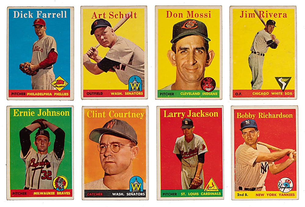 1958 Topps Near Complete Set (492/494) with (2) PSA Graded Stars & Several Yellow Letter Variations Plus Contest Card - (505 Total Cards)