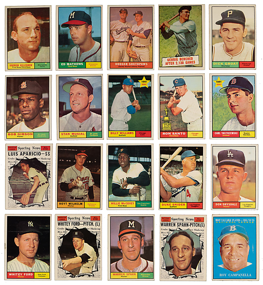 1961 Topps Complete Set (587/587) with (4) PSA Graded Hall of Famers Plus (7) Duplicates/Variations - (594 Total Cards)