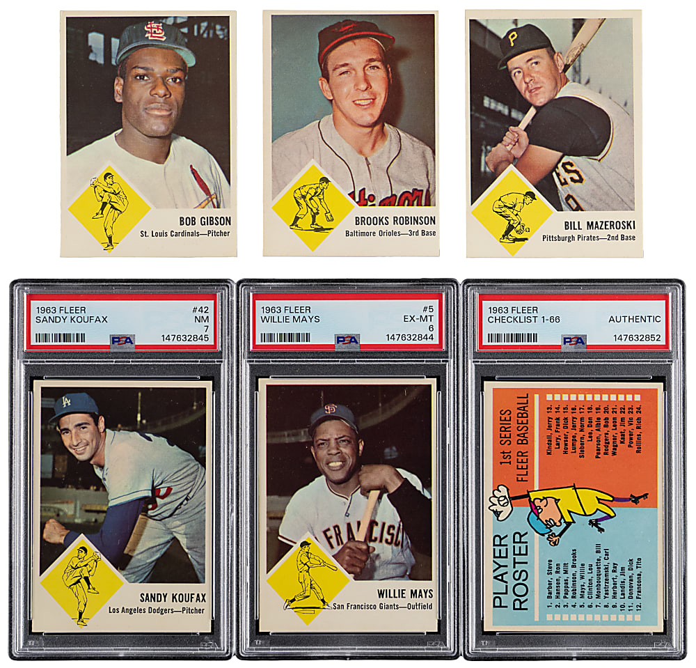 1963 Fleer Near Complete Set (66/67) with (3) PSA Graded Keys - Sharp!