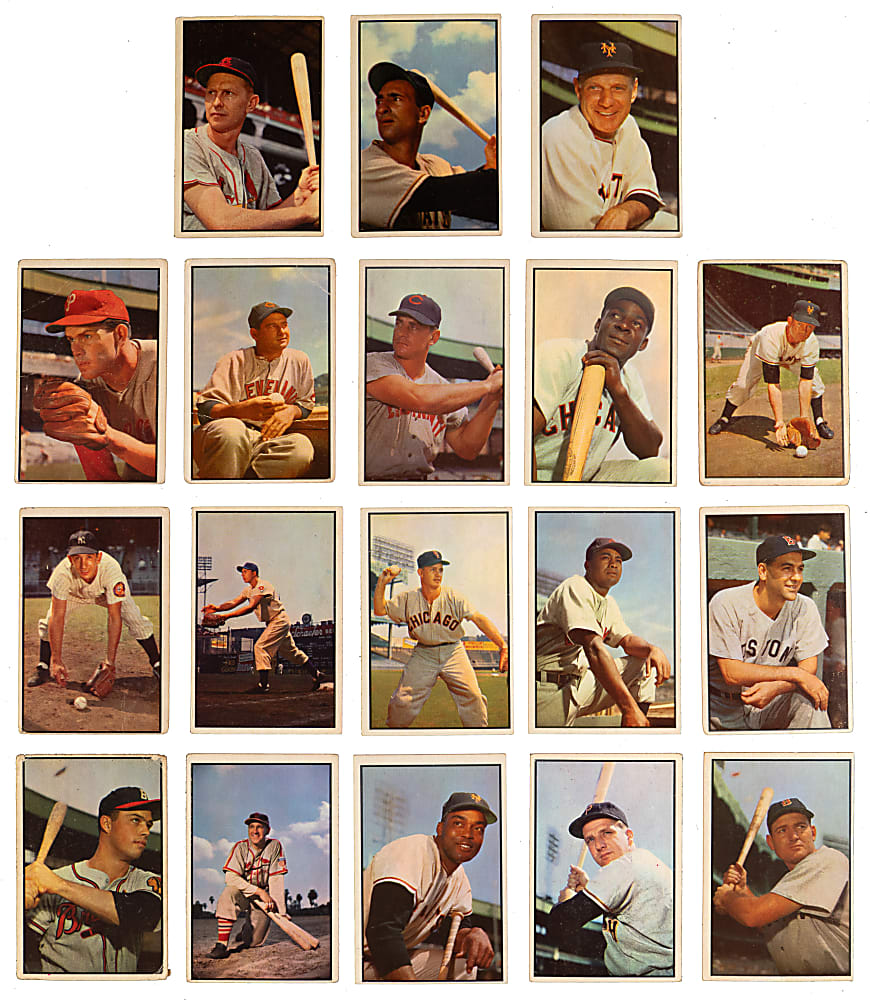 1953 Bowman Color Near Complete Set (158/160) with PSA VG 3 Yogi Berra