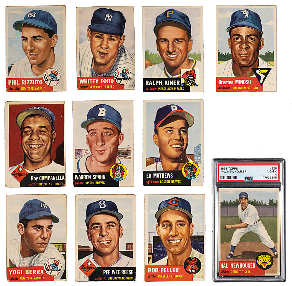 1953 Topps Near Complete Set (270/274) with PSA VG-EX 4 Hal Newhouser High Number