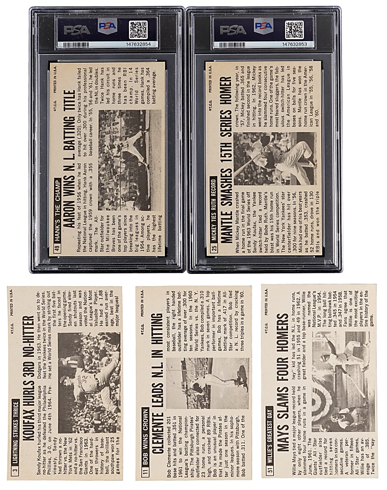 1964 Topps Giants Complete Set (60) with PSA EX-MT 6 Hank Aaron & Mickey Mantle