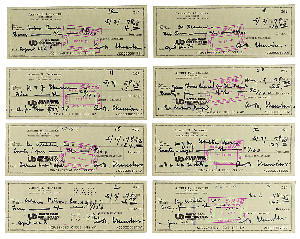 Happy Chandler Signed Checks Collection (45)