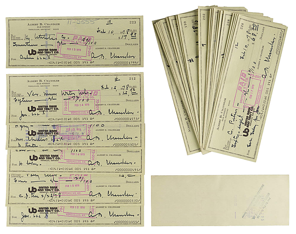 Happy Chandler Signed Checks Collection (45)
