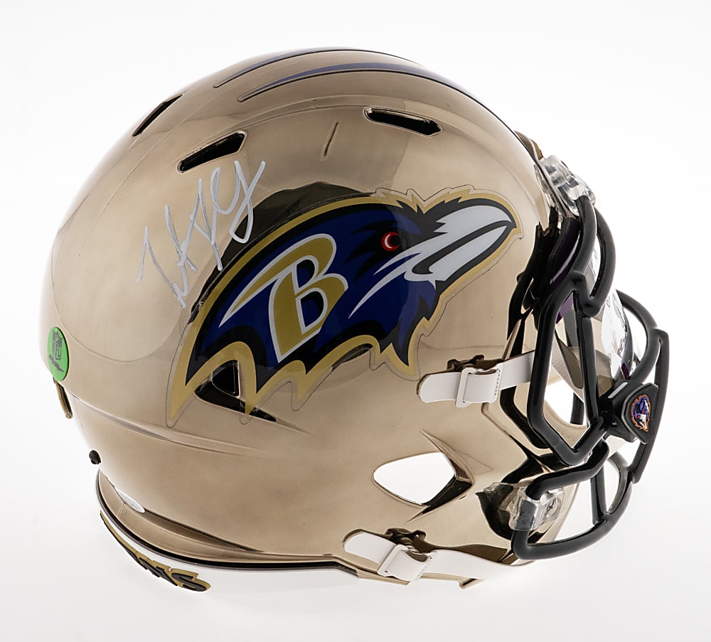 Baltimore Ravens Greats Signed Collection (14) with Ed Reed Football & Ray Lewis Authentic Full-Size Helmet