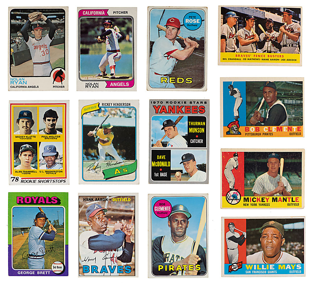 1958-1980 Topps Hall of Fame & Star Collection (17) with Aaron, Clemente, Mantle & Mays