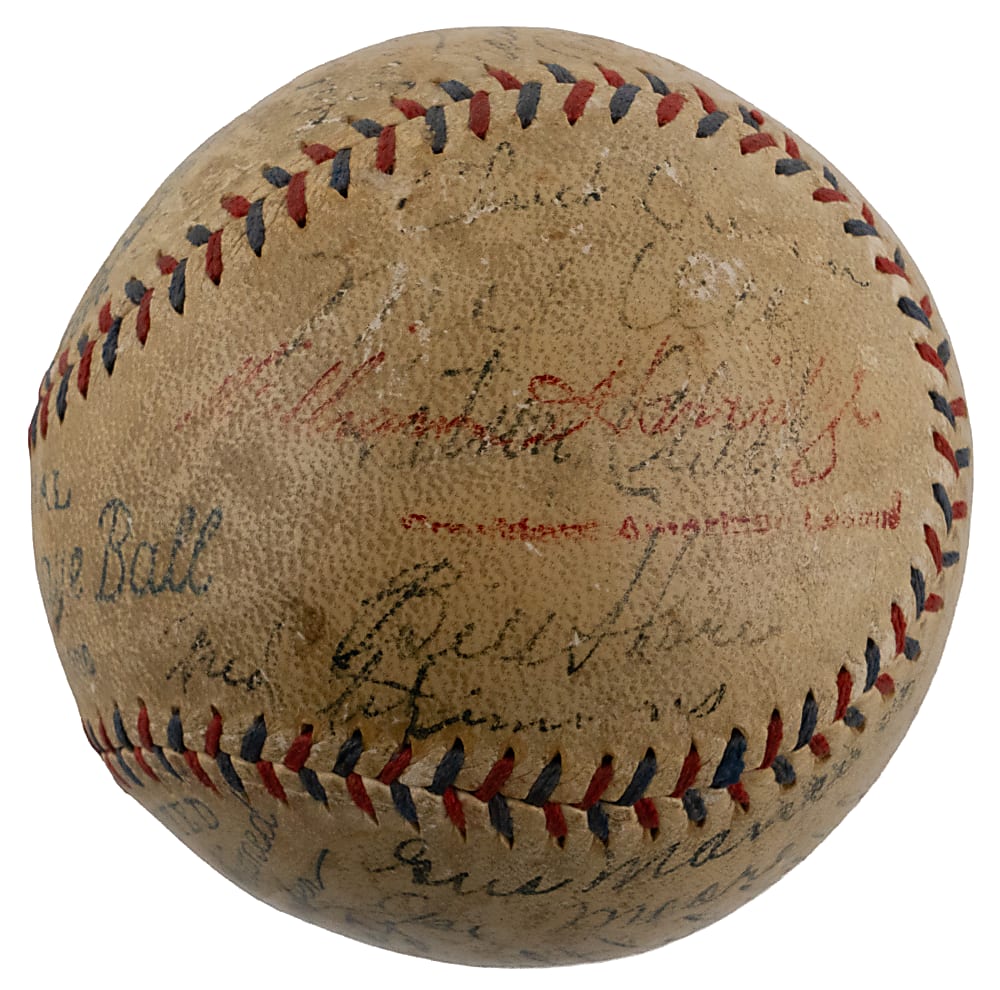 1933 World Series Champion New York Giants Team-Signed Baseball with (21) Signatures Including Ott, Hubbell, Dressen & O'Doul - Full JSA LOA