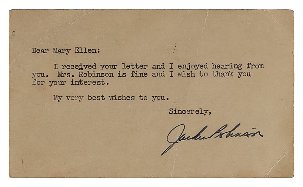 1953 Jackie Robinson Signed Government Postcard with Full JSA LOA