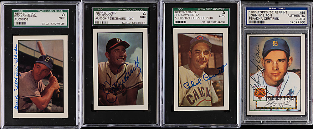 1983-1991 Topps & Donruss Commemorative Signed Cards (25) with (6) Hall of Famers Including Hank Greenberg - All PSA/DNA or SGC/JSA