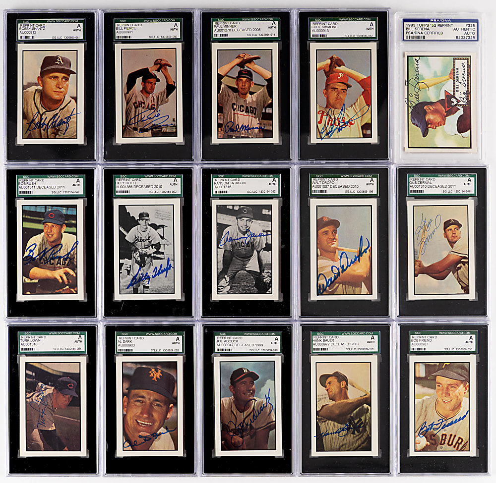 1983-1991 Topps & Donruss Commemorative Signed Cards (25) with (6) Hall of Famers Including Hank Greenberg - All PSA/DNA or SGC/JSA