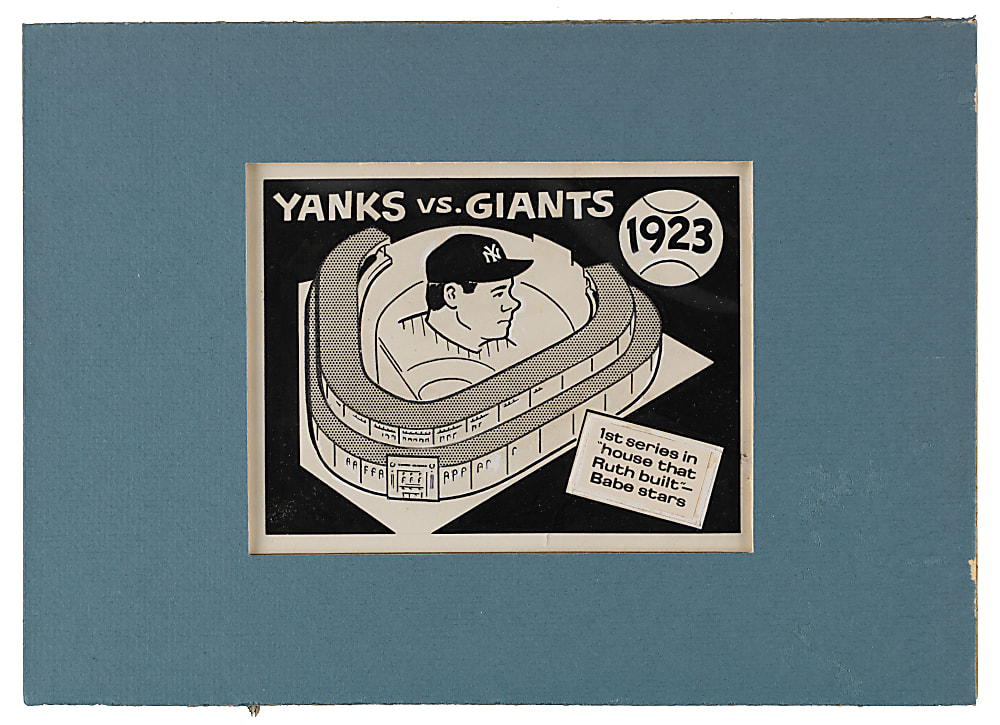 1970 Fleer World Series #20 1923 Yankees vs Giants Babe Ruth Original Artwork