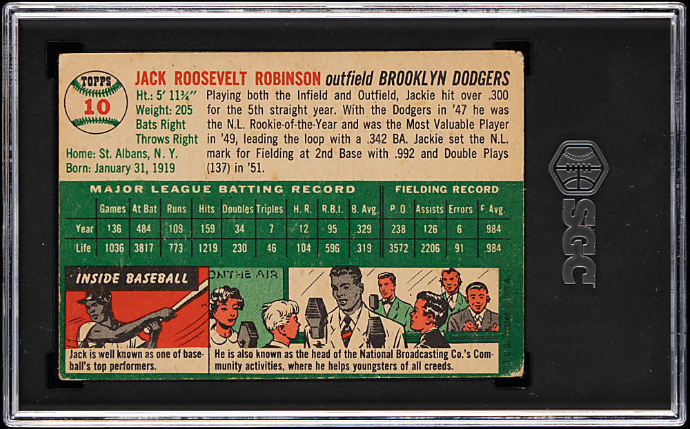 1954 Topps #10 Jackie Robinson SGC GOOD+ 2.5