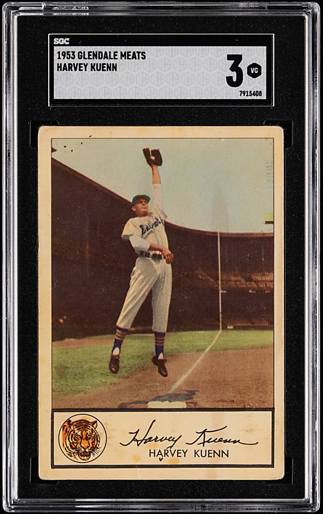 1953 Glendale Hot Dogs Tigers Harvey Kuenn Rookie SGC VG 3