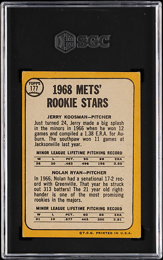 1968 Topps #177 Nolan Ryan Rookie SGC VG 3