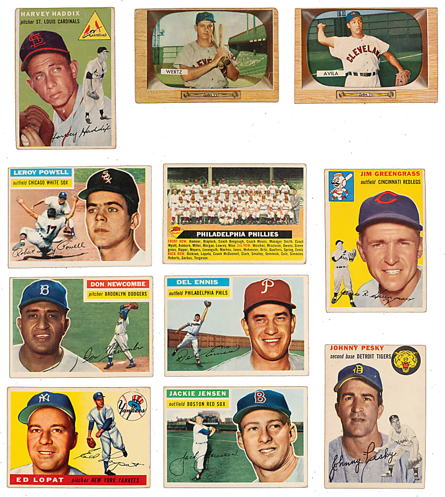1939-1963 Topps, Bowman & Exhibits Collection (41) with (11) Hall of Famers Including (2) Mantle, DiMaggio & Mays