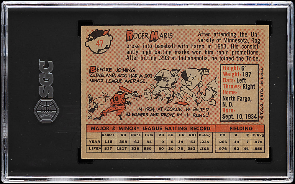 1958 Topps #47 Roger Maris Rookie SGC VG/EX 4