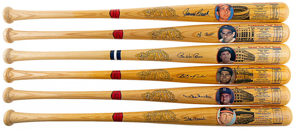 Hall of Famer Signed Cooperstown Bat. Co. Famous Player Series Bats (6) with Musial, Reese & Yaz