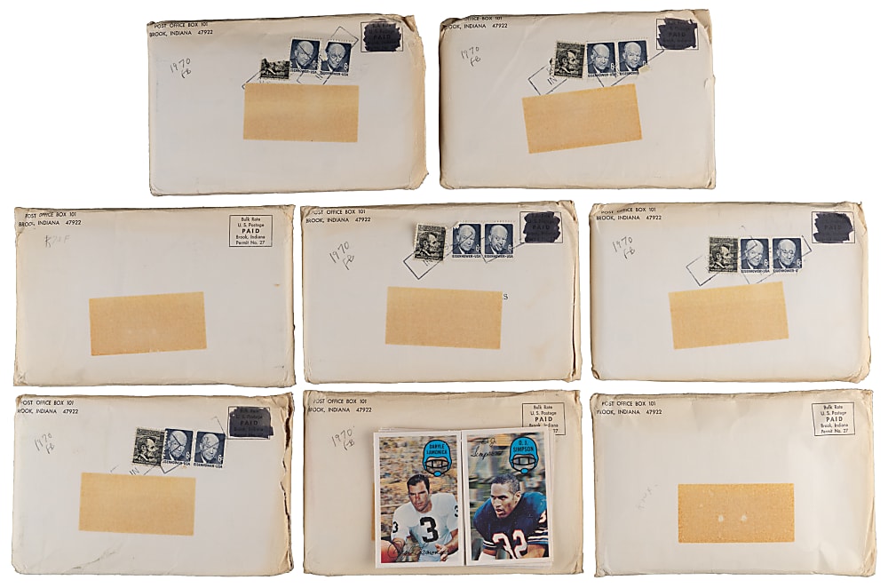 (8) 1970 Kellogg's Football Complete Sets In Original Mailers - Factory Fresh