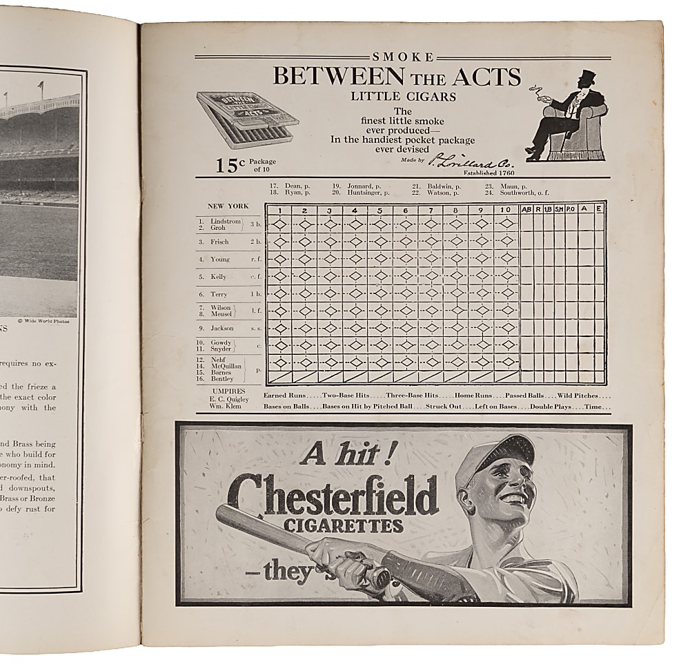 1924 World Series Washington Senators at New York Giants Program