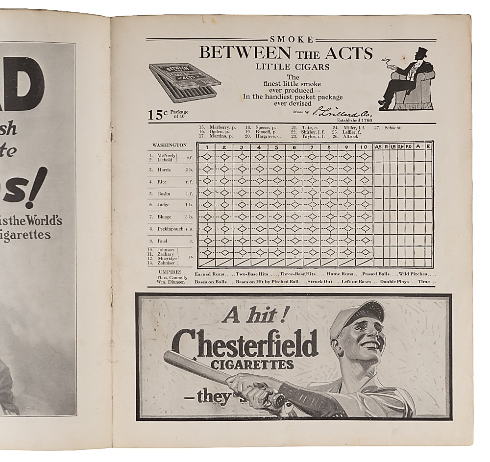 1924 World Series Washington Senators at New York Giants Program