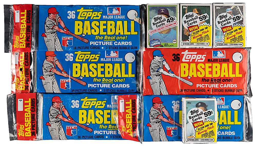 1981-1985 Topps Unopened Cello & Rack Pack Collection (9) with Stars Showing