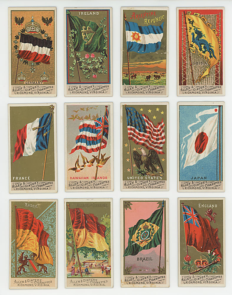1887-1890 N9/N10 Allen & Ginter Flags of All Nations Starter Set (40) Different with United States