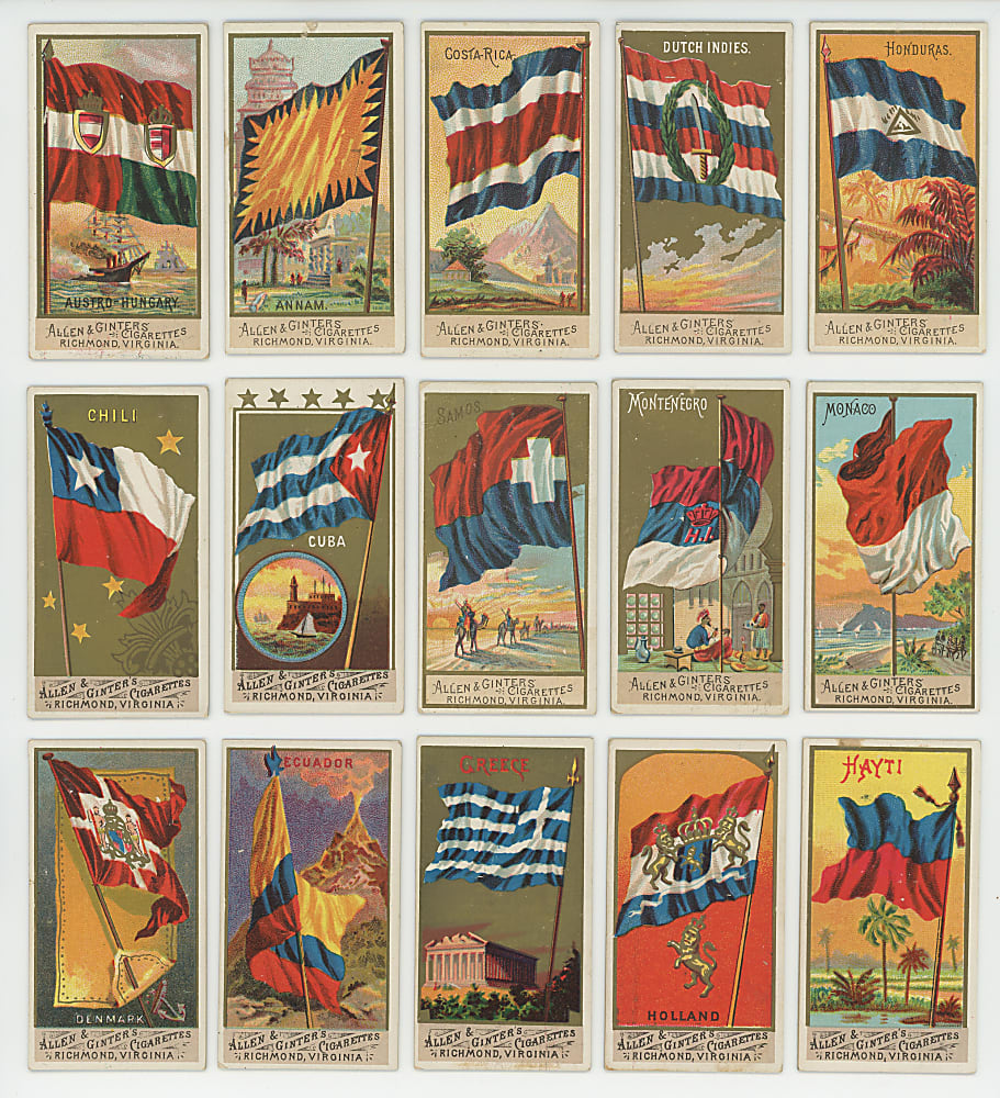 1887-1890 N9/N10 Allen & Ginter Flags of All Nations Starter Set (40) Different with United States