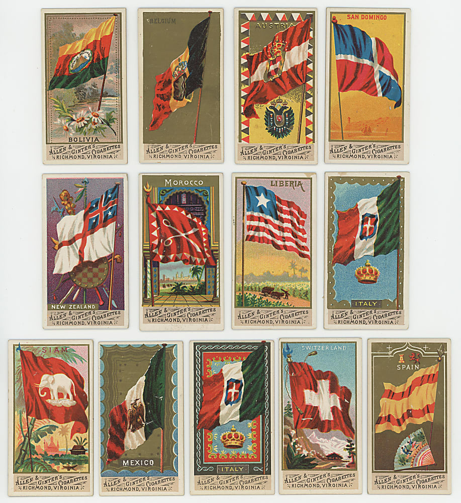 1887-1890 N9/N10 Allen & Ginter Flags of All Nations Starter Set (40) Different with United States
