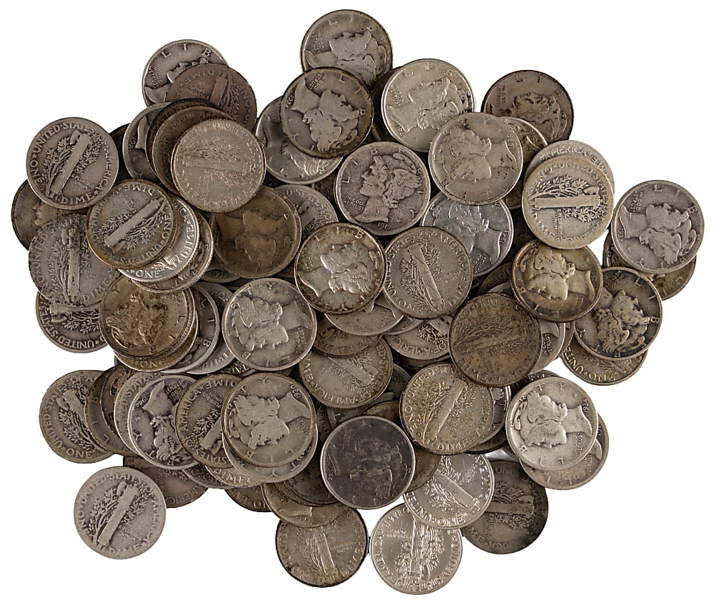 1916-1945 Mercury Silver Dime Bundle (105)
