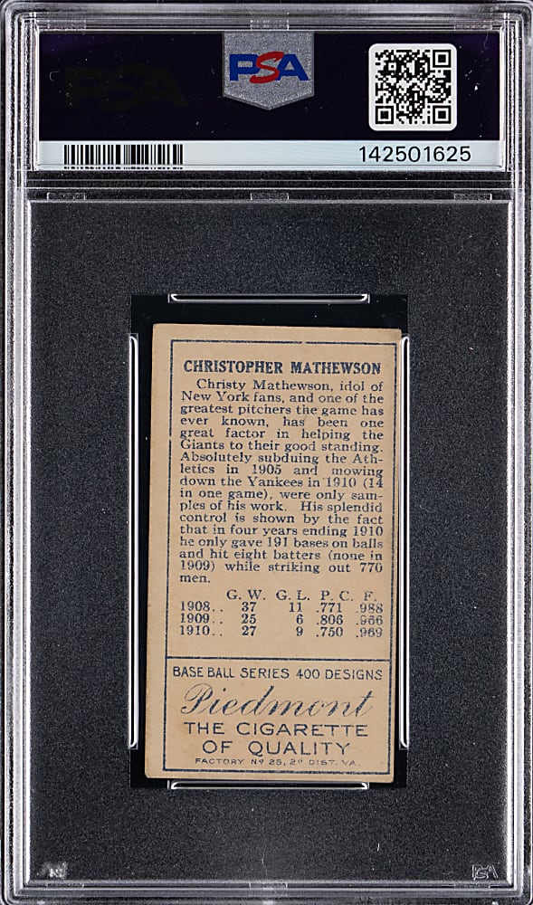 1911 T205 Gold Borders Christy Mathewson PSA FAIR 1.5