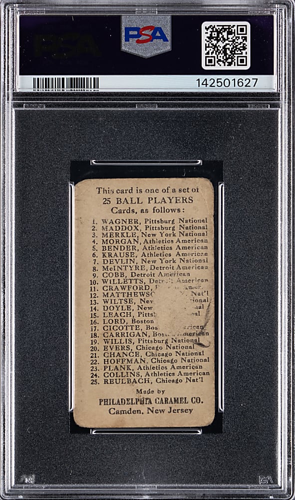 1909 E95 Philadelphia Caramel Eddie Plank PSA POOR 1 (mk)