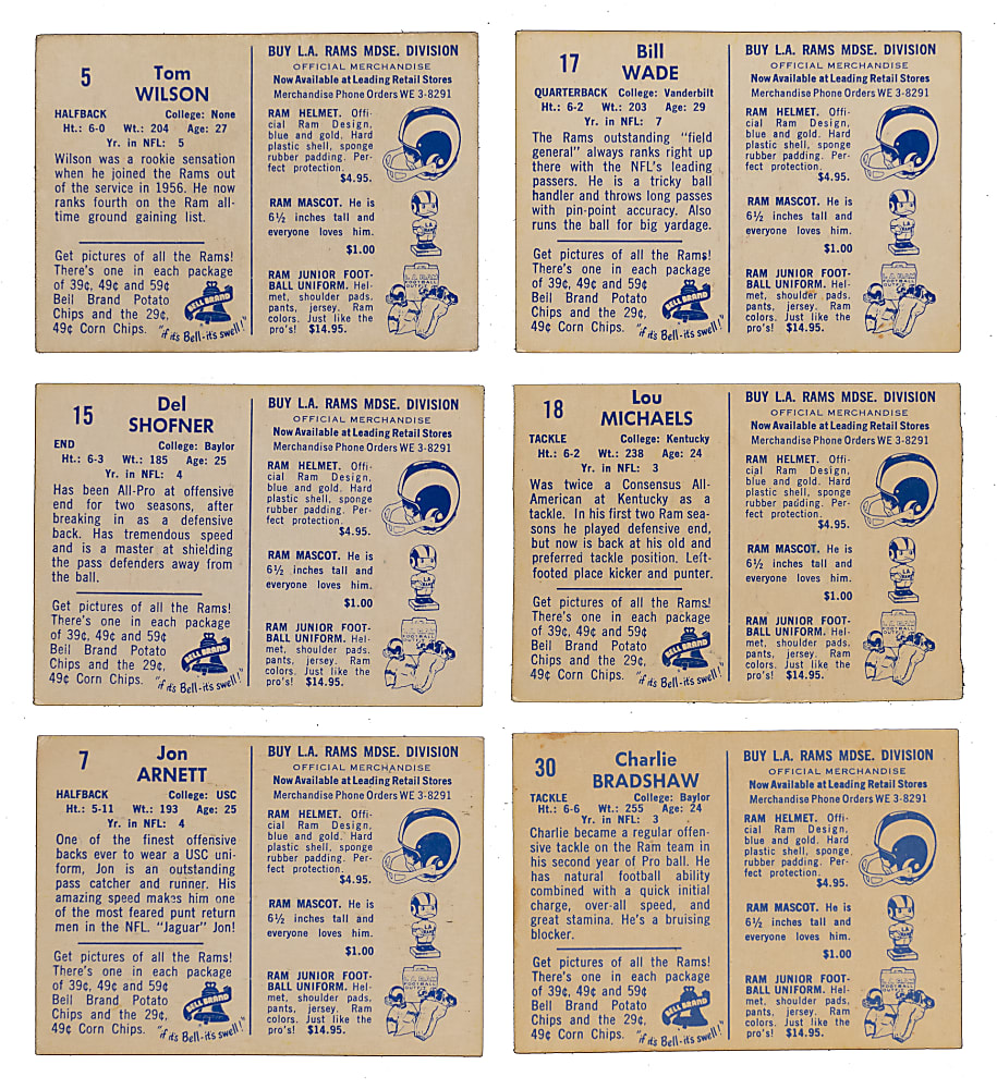 1960 Bell Brand Los Angeles Rams Group (6)