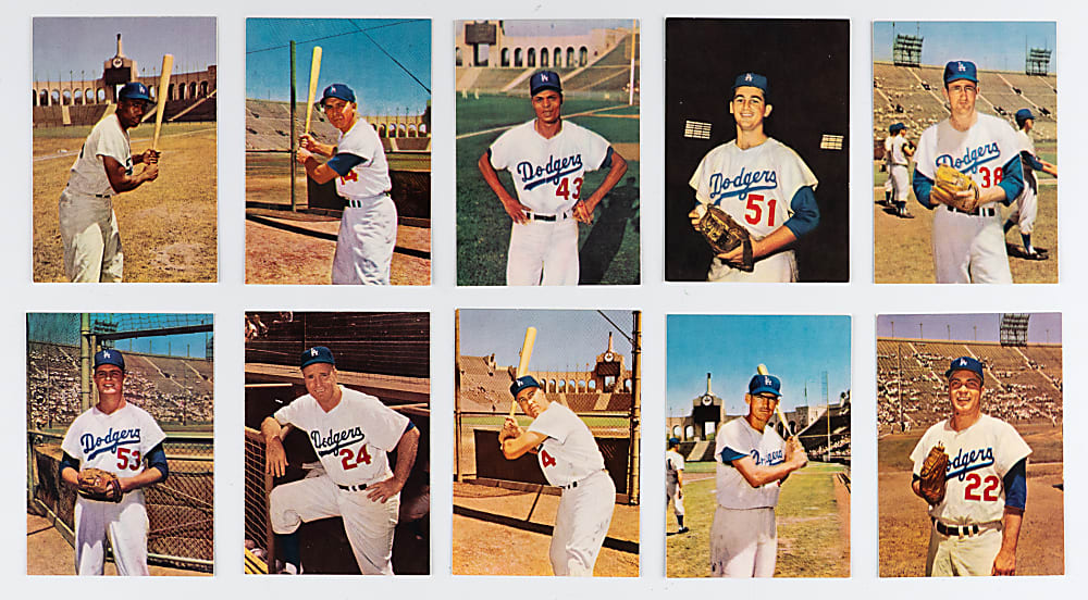 1960 Morrell Meats Los Angeles Dodgers Near Complete Set (10/12) with (4) Hall of Famers - Sharp!