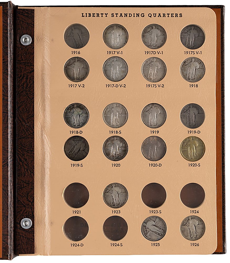 1917-1930 Standing Liberty Silver Quarters (72) with Dansco Album Partial Set (28/37)