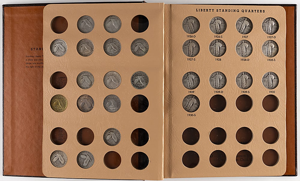 1917-1930 Standing Liberty Silver Quarters (72) with Dansco Album Partial Set (28/37)