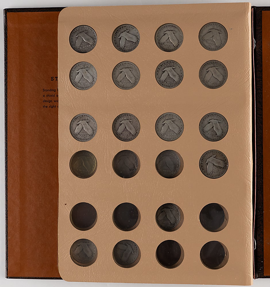 1917-1930 Standing Liberty Silver Quarters (72) with Dansco Album Partial Set (28/37)