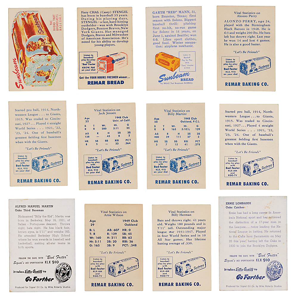 1944-1958 Pacific Coast League Collection (104) with (2) B. Martin, Lombardi, Stengel & Complete/Near Complete Sets
