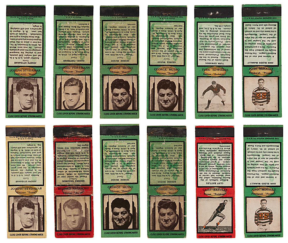 1934-1937 Diamond Matchbooks Football Collection (166) with (17) Hall of Famers Including Bronko Nagurski