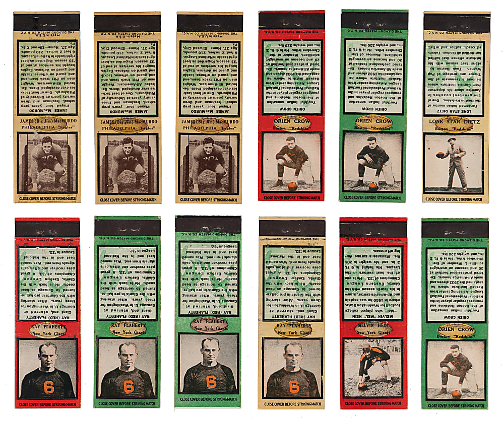 1934-1937 Diamond Matchbooks Football Collection (166) with (17) Hall of Famers Including Bronko Nagurski
