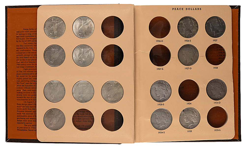 1921-1935 Peace Dollar Partial Set (15/24) in Dansco Album