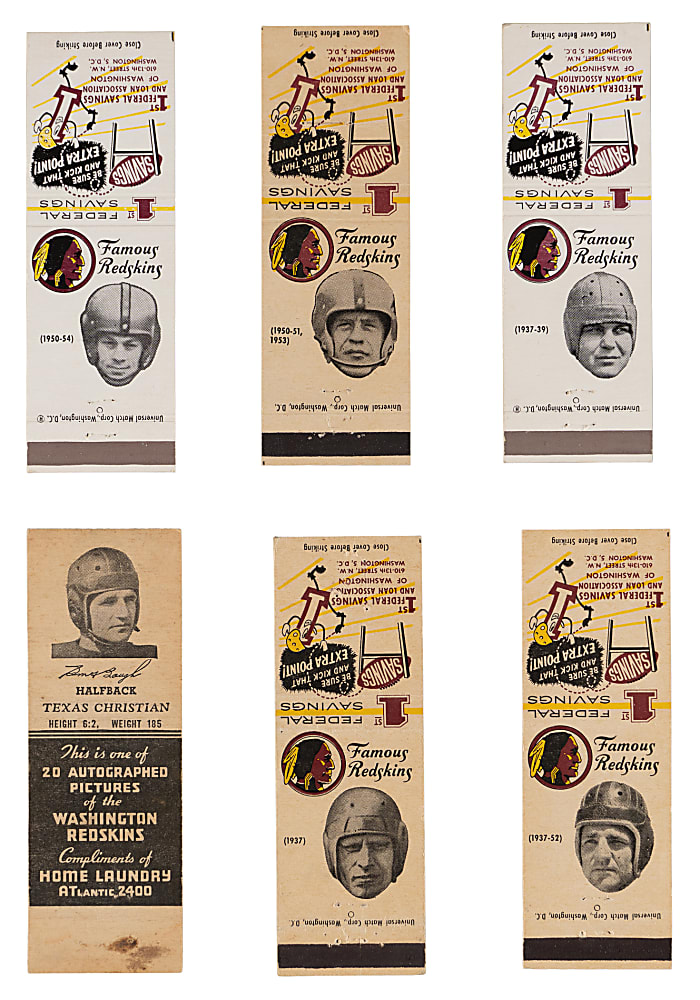 1941-1961 Washington Redskins Matchbook Collection (55) with (3) Complete/Near Sets
