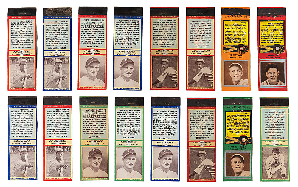 1934-1937 Diamond Matchbook Collection (225+) with (34) Hall of Famers Including (5) P. Waner, (4) Dean & (3) Hubbell