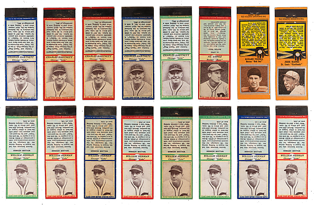 1934-1937 Diamond Matchbook Collection (225+) with (34) Hall of Famers Including (5) P. Waner, (4) Dean & (3) Hubbell