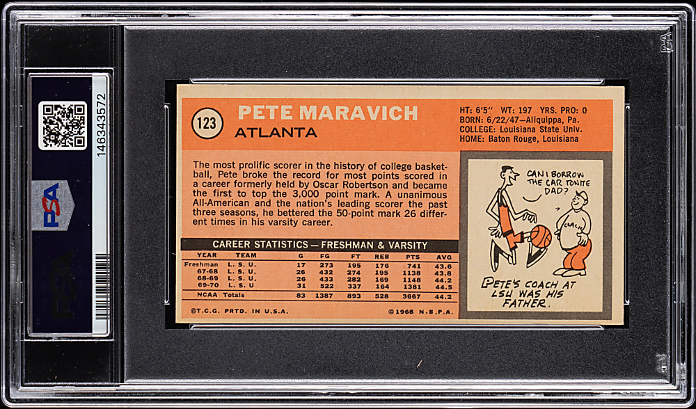 1970-1971 Topps Basketball #123 Pete Maravich Rookie PSA VG-EX+ 4.5