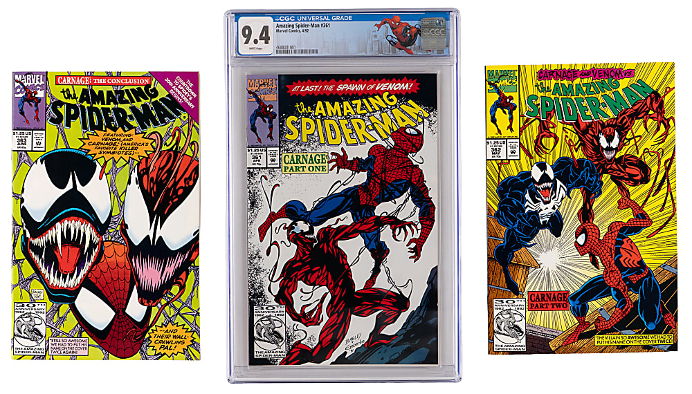 1981-1992 Marvel Spider-Man Related Comic Books (18) with CGC 9.4 Amazing Spider-Man #361 First Carnage