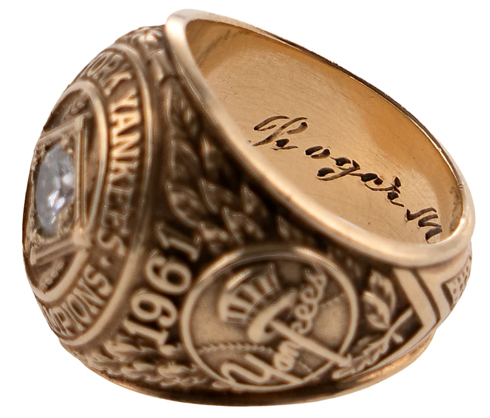 1961 Roger Maris New York Yankees World Series 10K Gold Commemorative Ring - Jeweler LOA
