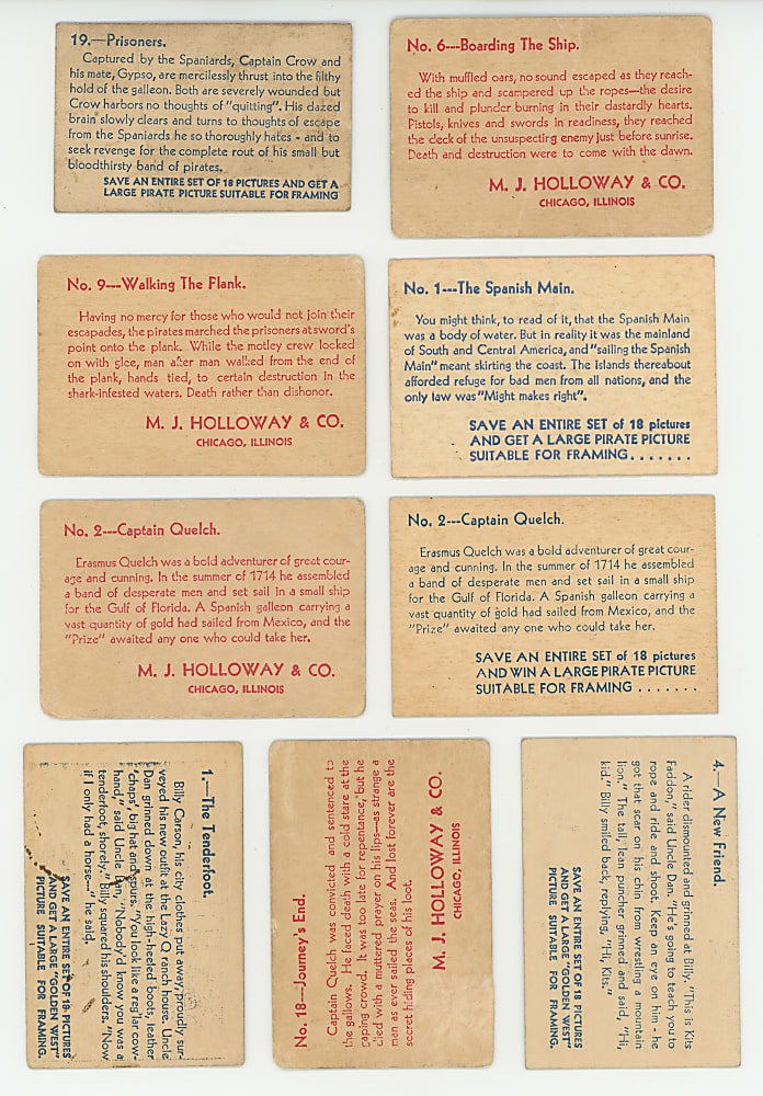 1930s M.J. Holloway Pirate Chest & Golden West Collection (40) with Near Complete Sets & Variations
