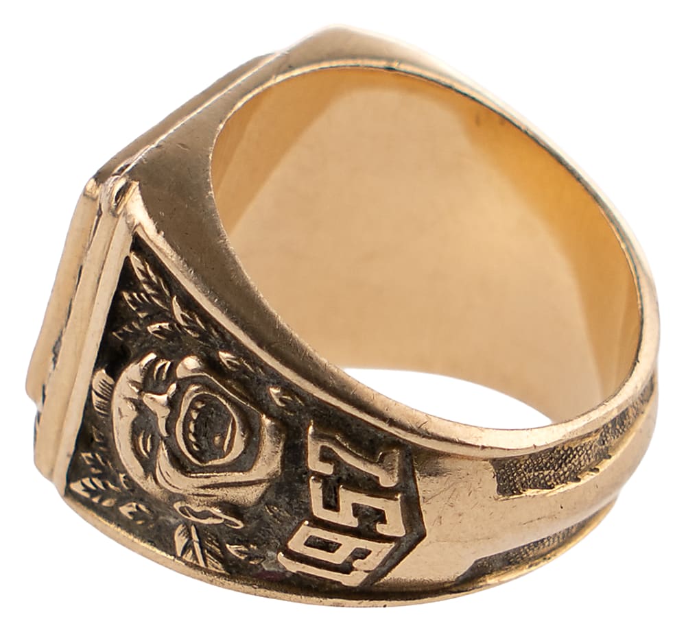 1957 Hank Aaron Milwaukee Braves World Series Champions 10K Gold Commemorative Ring - Jeweler LOA